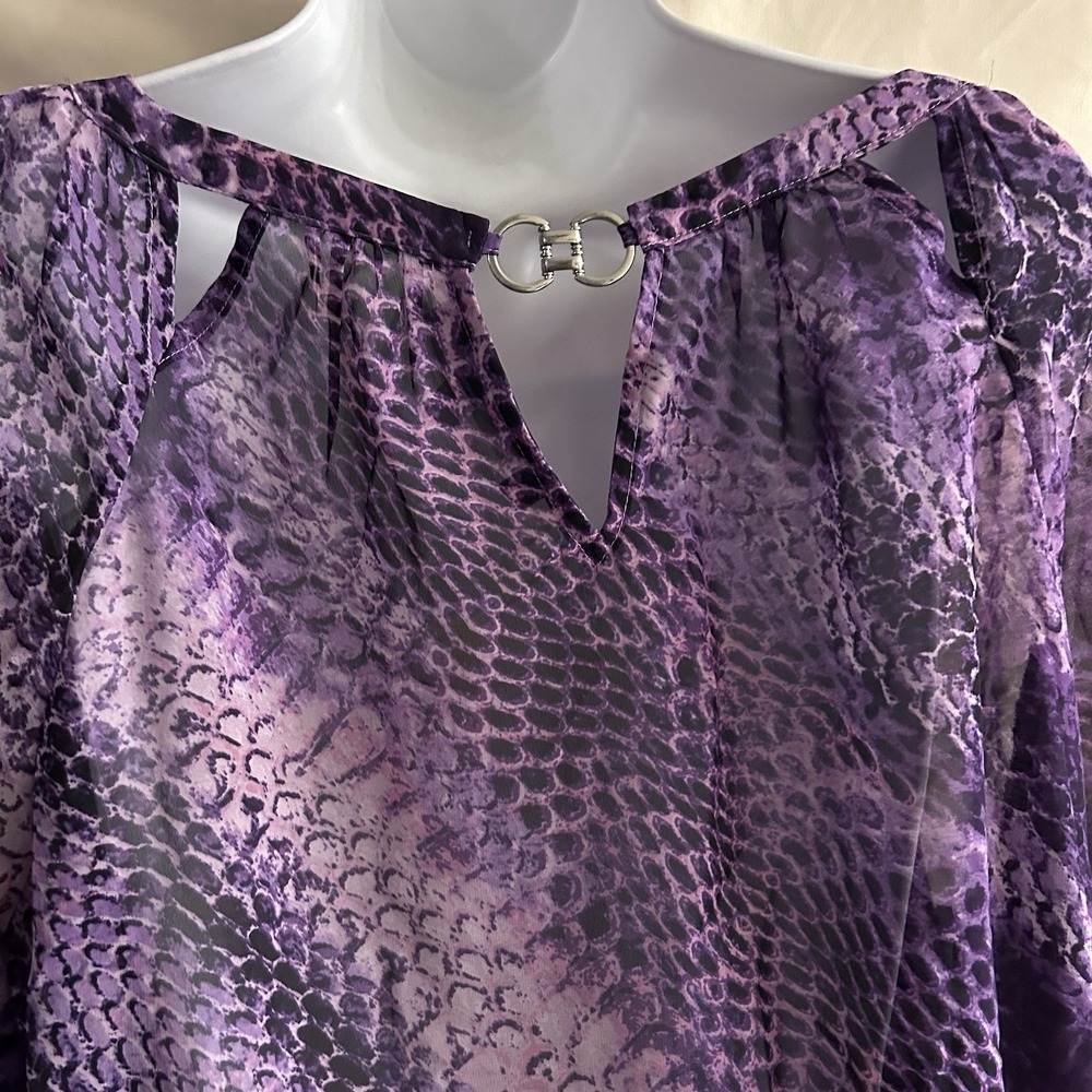 Large Jennifer Lopez Purple Snake Print Peep Top #1893*8 (JFT) - Picture 10 of 11